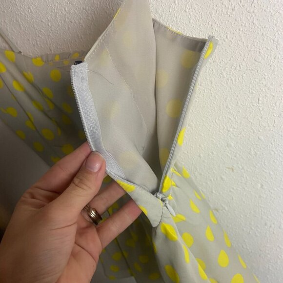 Zara Size Medium Grey Yellow Polka Dot Smocked Peplum Tank Top Cami Coquette - Picture 5 of 7